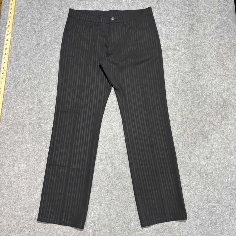 Versace Collection Mens Tonal Stripe Trousers Black Size 34 Designer Pants - Picture 3 of 8